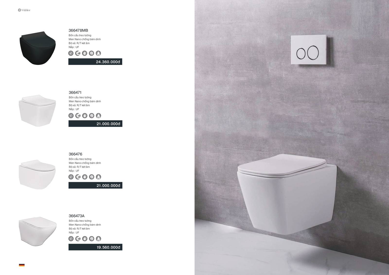 Thiết bị vệ sinh MUHLER Catalogue và Bảng giá mới nhất /Page 6